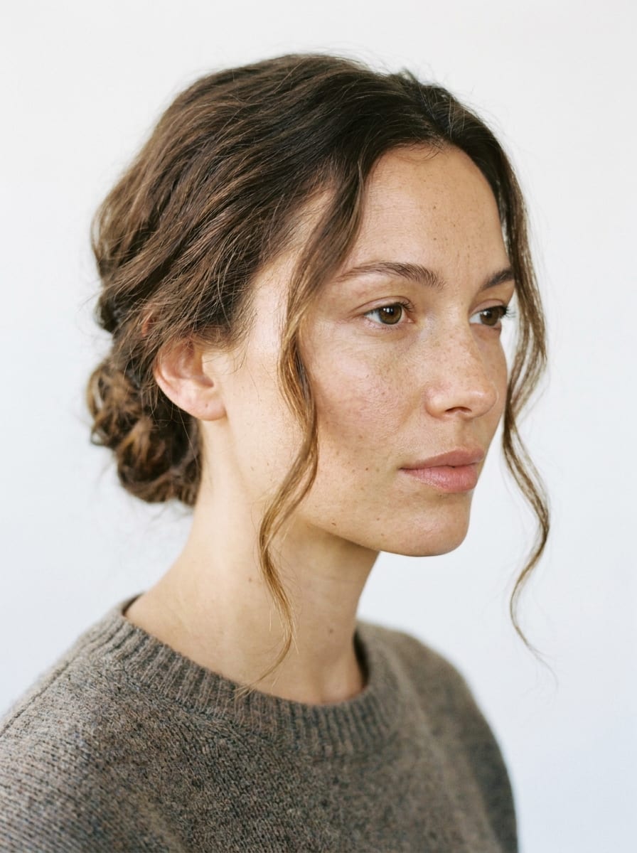 Hochsteckfrisur mit Face-Framing Strähnen - Hochsteckfrisur für mittellange Haare